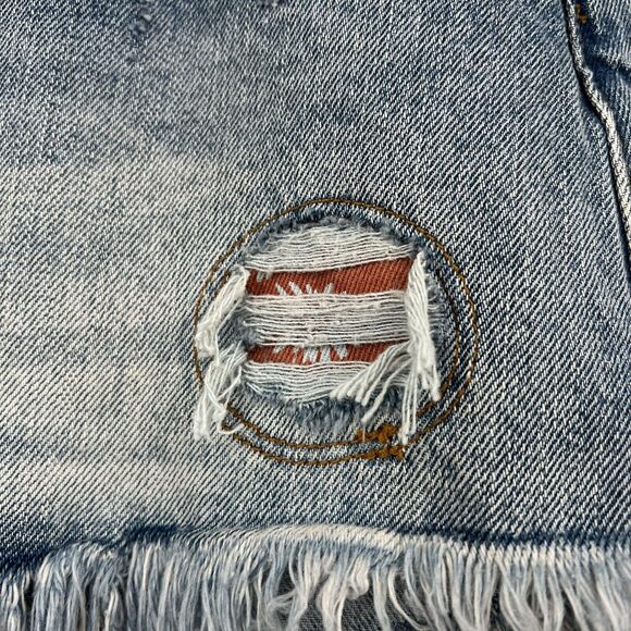 Anthropologie Pilcro High Rise Patchwork Raw Hem Cut Off Jean Shorts 27 - Picture 7 of 8